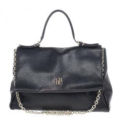 Pre Owned Carolina Herrera Black Minueto Flap Bag