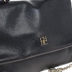 Pre Owned Carolina Herrera Black Minueto Flap Bag