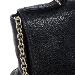 Pre Owned Carolina Herrera Black Minueto Flap Bag