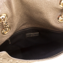 Pre Owned Carolina Herrera Gold Monogram Leather Audrey Shoulder Bag