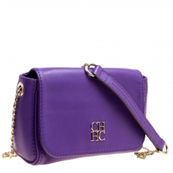 Carolina Herrera Purple Leather Shoulder Bag