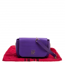 Carolina Herrera Purple Leather Shoulder Bag