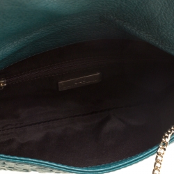 Pre Owned Carolina Herrera Green Monogram Leather Bow Clutch