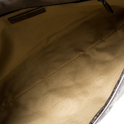 Pre Owned Carolina Herrera Metallic Grey Monogram Leather Shoulder Bag