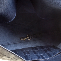 Pre Owned Carolina Herrera Blue Leather Minuetto Top Handle Flap Shoulder Bag