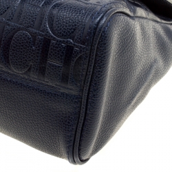 Pre Owned Carolina Herrera Blue Leather Minuetto Top Handle Flap Shoulder Bag