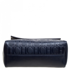 Pre Owned Carolina Herrera Blue Leather Minuetto Top Handle Flap Shoulder Bag