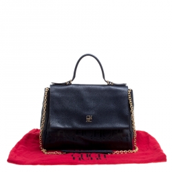 Pre Owned Carolina Herrera Blue Leather Minuetto Top Handle Flap Shoulder Bag