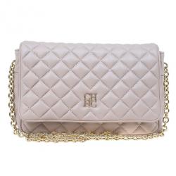Pre Owned Carolina Herrera Beige Quilted Leather Crossbody Bag