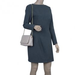 Pre Owned Carolina Herrera Beige Quilted Leather Crossbody Bag