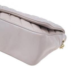 Pre Owned Carolina Herrera Beige Quilted Leather Crossbody Bag