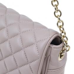Pre Owned Carolina Herrera Beige Quilted Leather Crossbody Bag