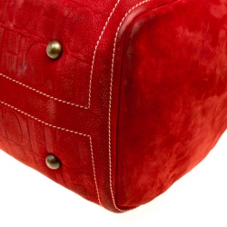 Pre Owned Carolina Herrera Red Nubuck Large Andy Boston Bag