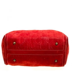 Pre Owned Carolina Herrera Red Nubuck Large Andy Boston Bag