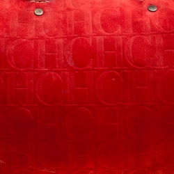 Pre Owned Carolina Herrera Red Nubuck Large Andy Boston Bag