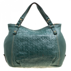 Pre Owned Carolina Herrera Green Leather Hobo