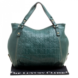 Pre Owned Carolina Herrera Green Leather Hobo