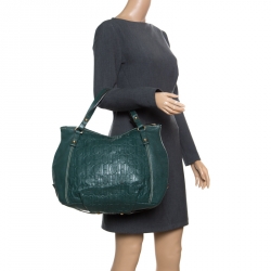 Pre Owned Carolina Herrera Green Leather Hobo