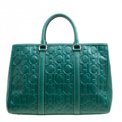 Pre Owned Carolina Herrera Green Leather Matteo Tote