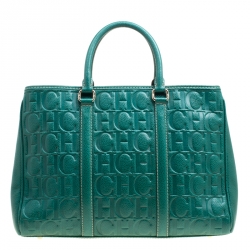 Pre Owned Carolina Herrera Green Leather Matteo Tote