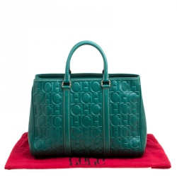 Pre Owned Carolina Herrera Green Leather Matteo Tote