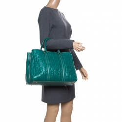 Pre Owned Carolina Herrera Green Leather Matteo Tote