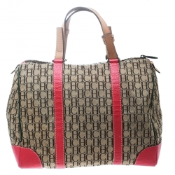 Carolina Herrera Multicolor Monogram Canvas and Leather Andy Boston Bag