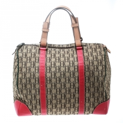 Carolina Herrera Multicolor Monogram Canvas and Leather Andy Boston Bag