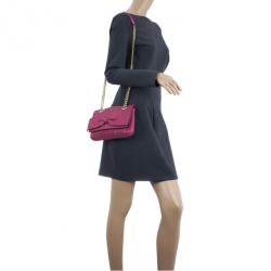 Pre Owned Carolina Herrera Mini ‘Audrey’ Fushia Monogram Embossed Bag