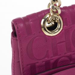Pre Owned Carolina Herrera Mini ‘Audrey’ Fushia Monogram Embossed Bag