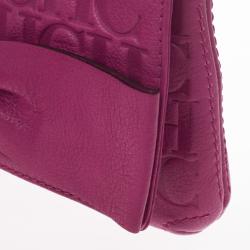 Pre Owned Carolina Herrera Mini ‘Audrey’ Fushia Monogram Embossed Bag