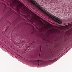 Pre Owned Carolina Herrera Mini ‘Audrey’ Fushia Monogram Embossed Bag
