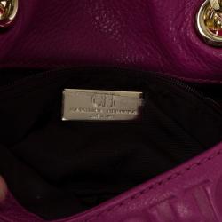 Pre Owned Carolina Herrera Mini ‘Audrey’ Fushia Monogram Embossed Bag