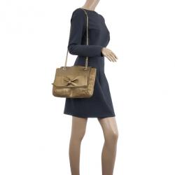 مملوكة مسبقًا Carolina Herrera ‘Audrey’ Bronze Monogram Embossed Bag