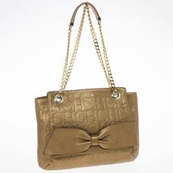 مملوكة مسبقًا Carolina Herrera ‘Audrey’ Bronze Monogram Embossed Bag