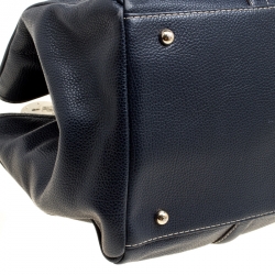 Carolina Herrera Blue Leather Matteo Tote