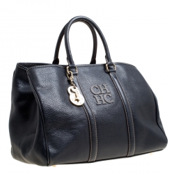Carolina Herrera Blue Leather Matteo Tote