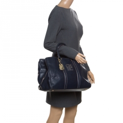 Carolina Herrera Blue Leather Matteo Tote