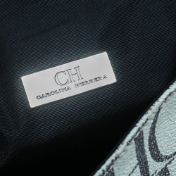 Pre Owned Carolina Herrera Off White Monogram Coated Canvas Clutch