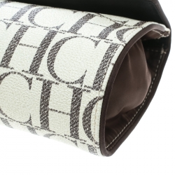 Pre Owned Carolina Herrera Off White Monogram Coated Canvas Clutch