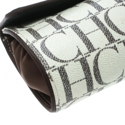 Pre Owned Carolina Herrera Off White Monogram Coated Canvas Clutch