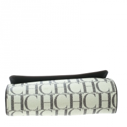 Pre Owned Carolina Herrera Off White Monogram Coated Canvas Clutch