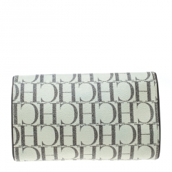 Pre Owned Carolina Herrera Off White Monogram Coated Canvas Clutch