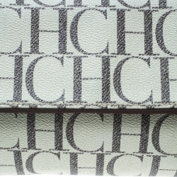 Pre Owned Carolina Herrera Off White Monogram Coated Canvas Clutch