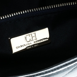Pre Owned Carolina Herrera Metallic Silver Quilted Leather Chain Clutch