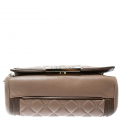 Pre Owned Carolina Herrera Beige Quilted Leather Tassel Shoulder Bag