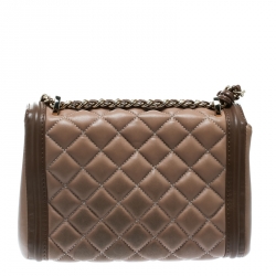 Pre Owned Carolina Herrera Beige Quilted Leather Tassel Shoulder Bag