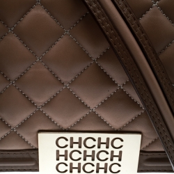 Pre Owned Carolina Herrera Beige Quilted Leather Tassel Shoulder Bag