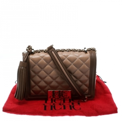 Pre Owned Carolina Herrera Beige Quilted Leather Tassel Shoulder Bag