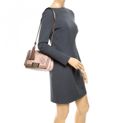 Pre Owned Carolina Herrera Beige Quilted Leather Tassel Shoulder Bag